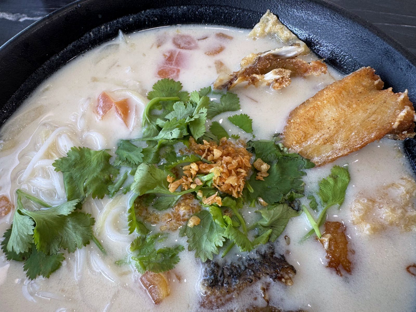 Milky fish broth bowl